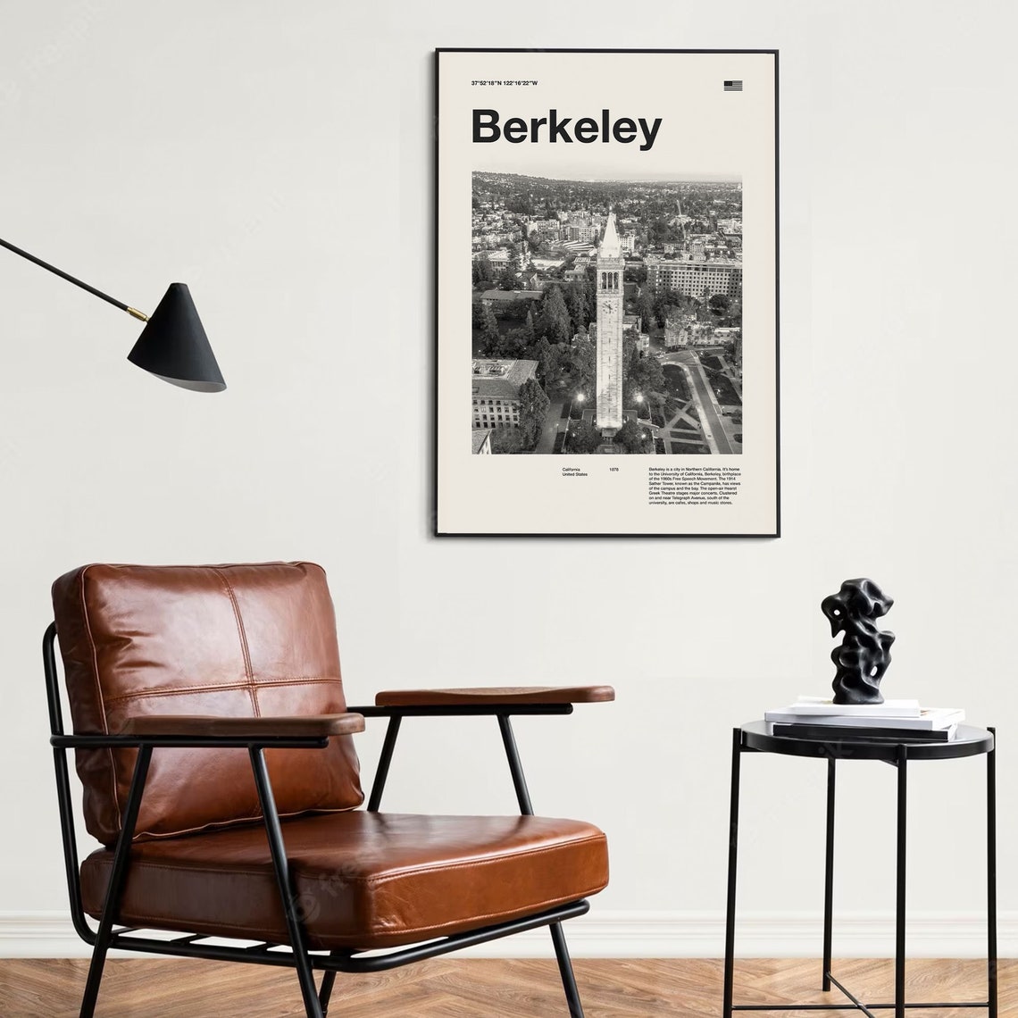 Berkeley California Black And White Clock Tower City Photo Poster - Image 2