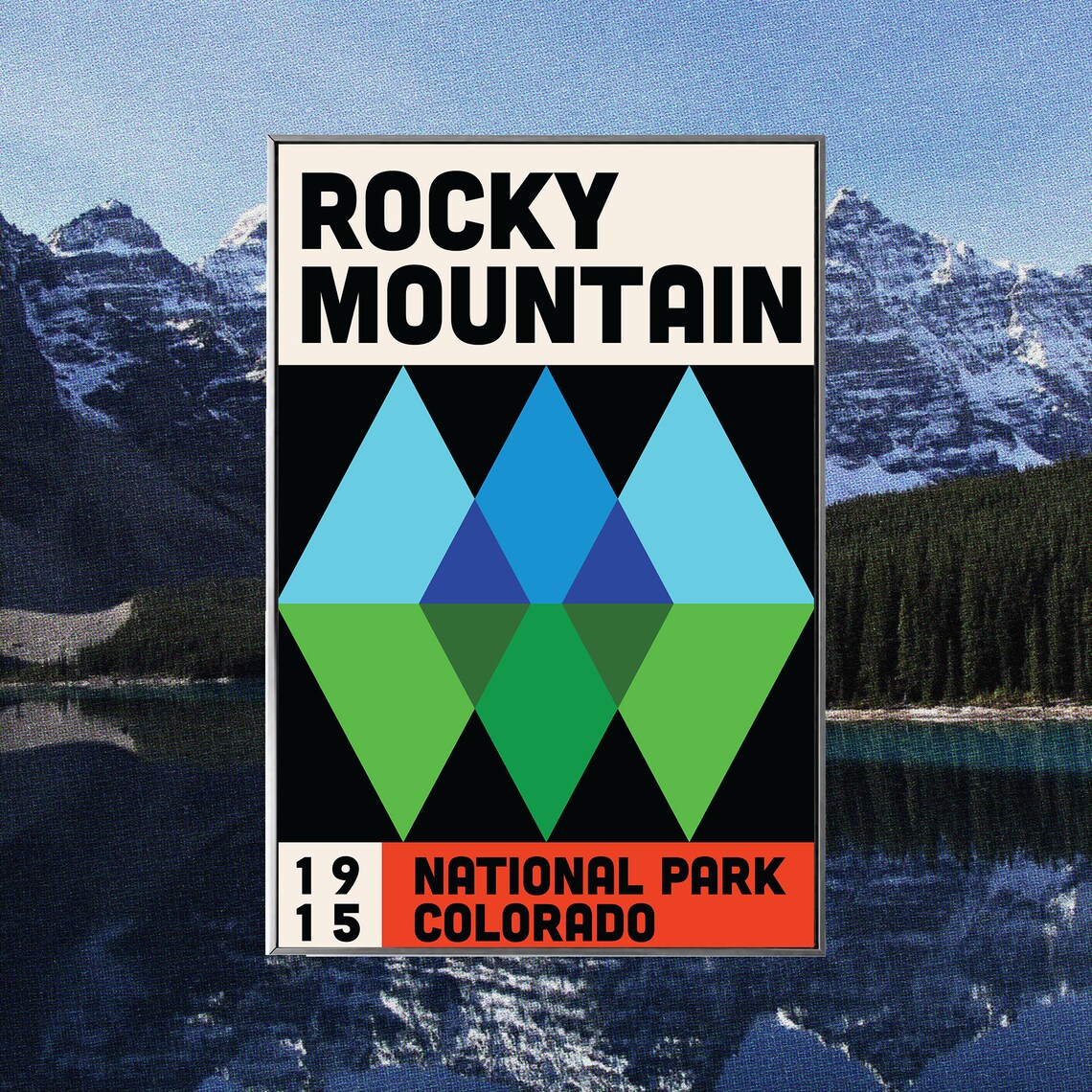Rocky Mountain National Park Colorado 1915 Geometric Diamond Poster Art