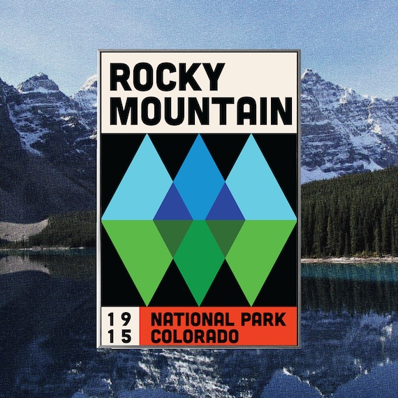 Rocky Mountain National Park Colorado 1915 Geometric Diamond Poster Art