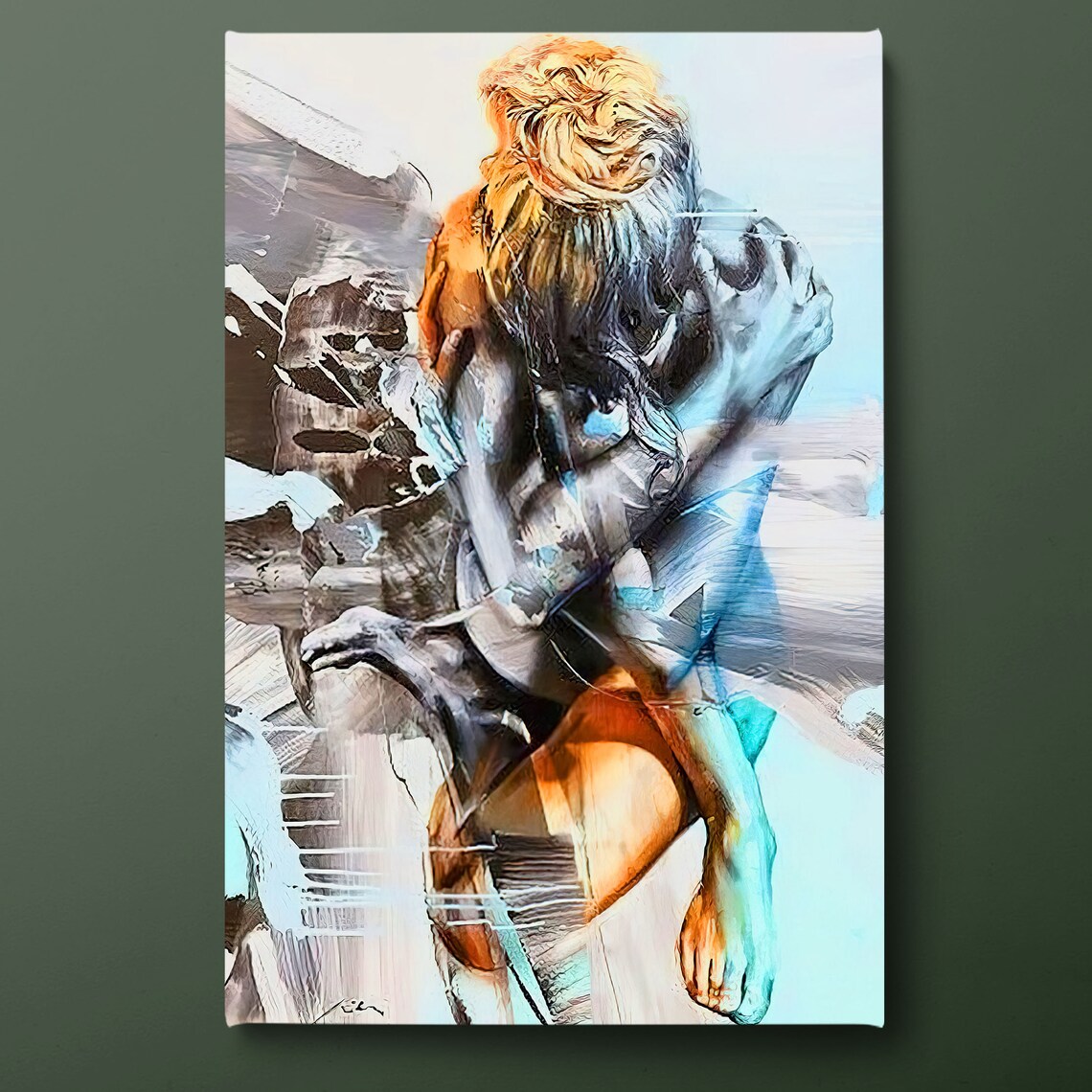 Abstract Woman Black and Orange Art Print