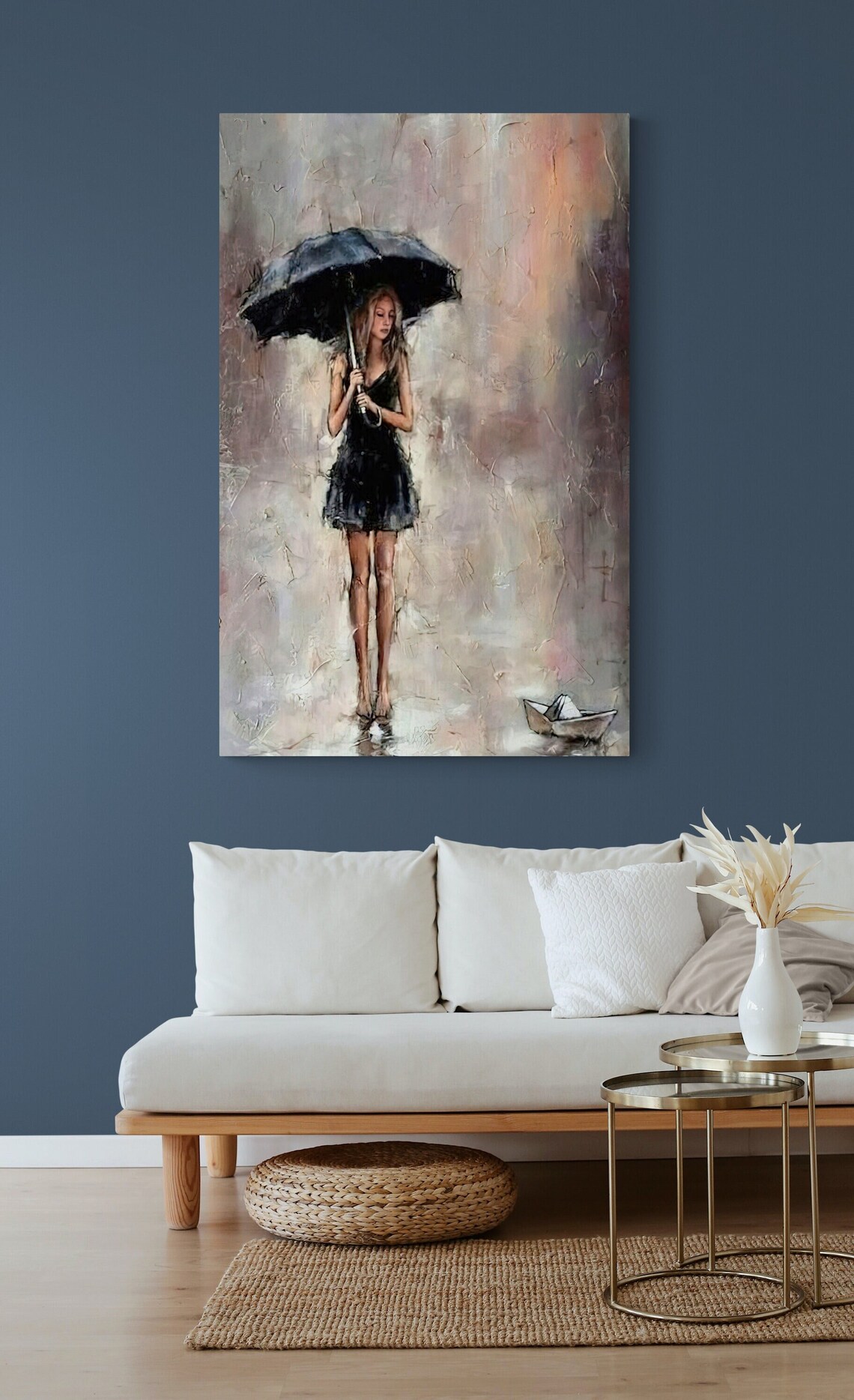 Woman With Umbrella, Abstract Rainy Day Art Print - Image 3