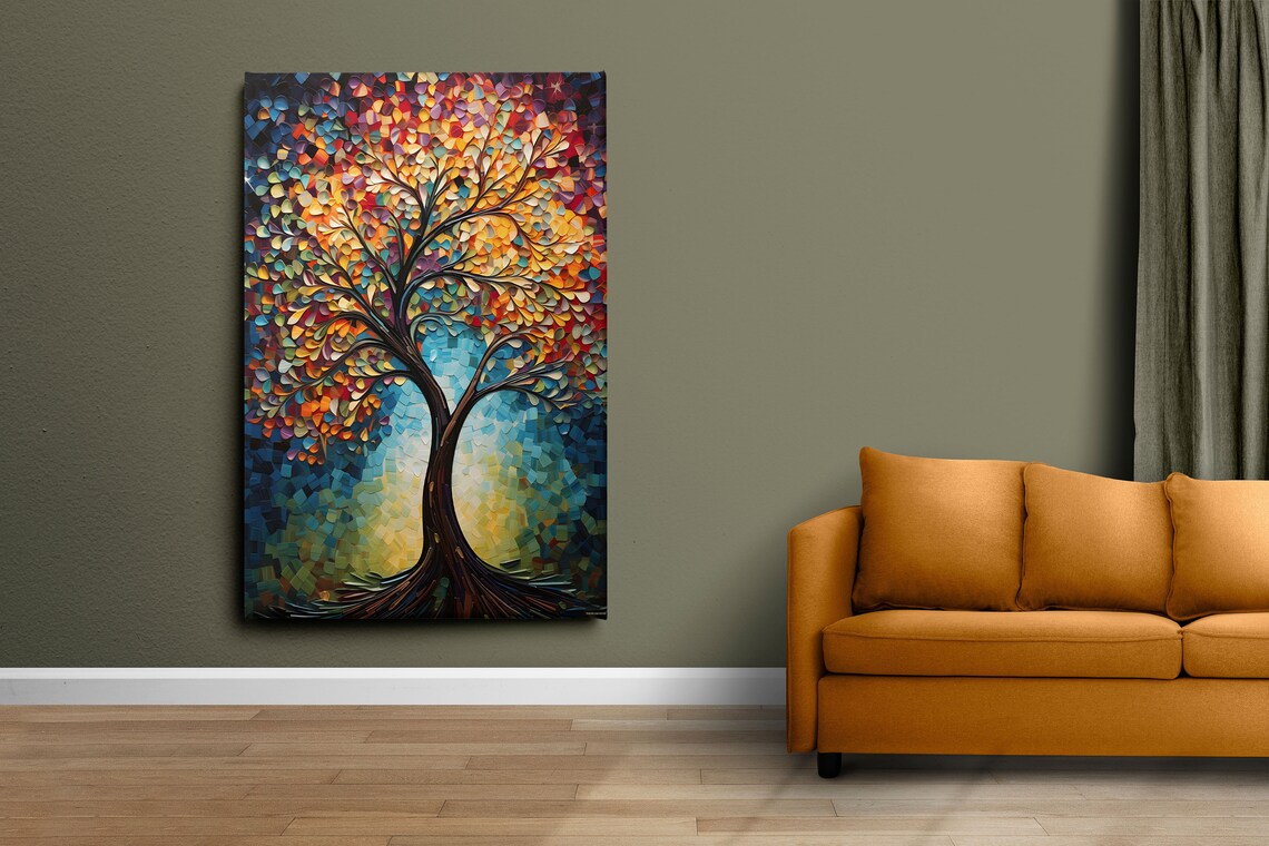 Colorful Tree of Life Wall Art, Modern Life Tree Print - Image 3