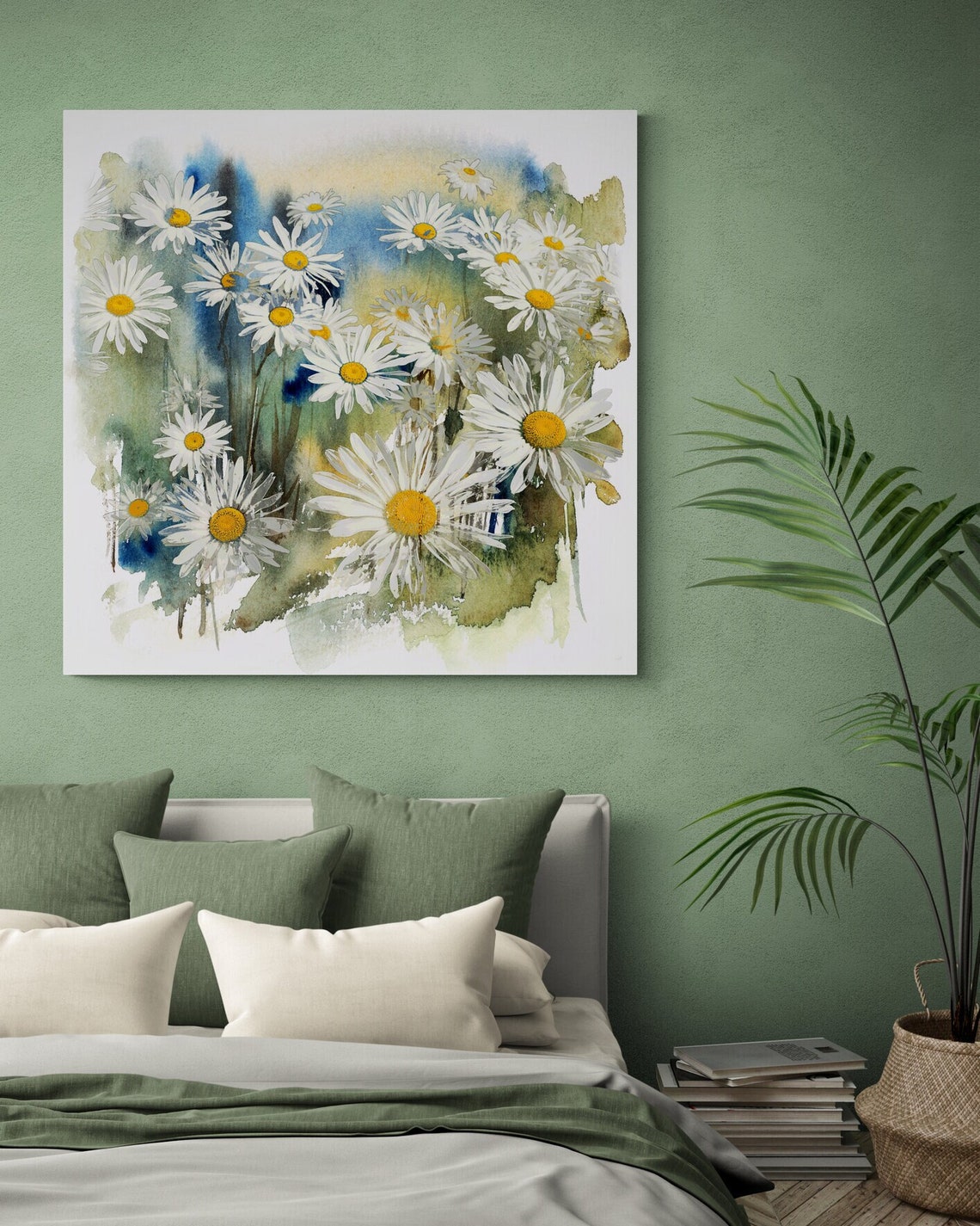 White Daisies Watercolor Painting Fresh Floral Botanical Art Poster - Image 2