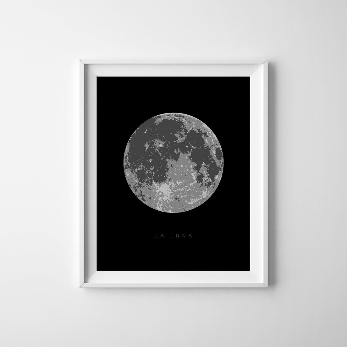 La Luna Full Moon Black Background Celestial Astronomy Night Poster - Image 2