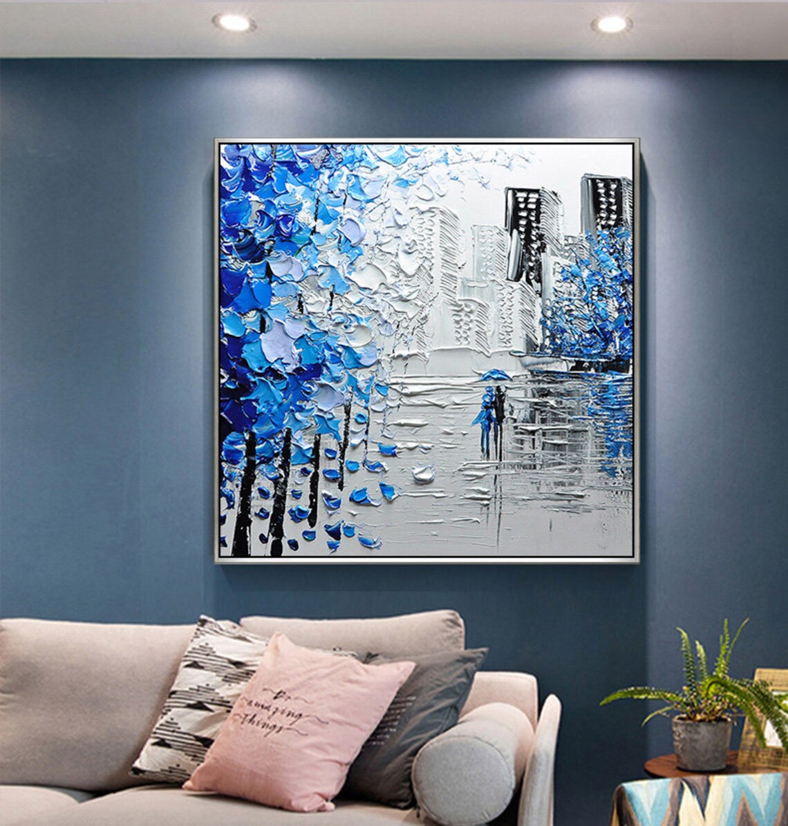 Rainy Day Cityscape Modern Abstract Art Print - Image 4