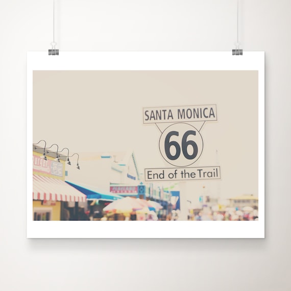 Route 66 Santa Monica Pier End Of The Trail Sign Photo Print