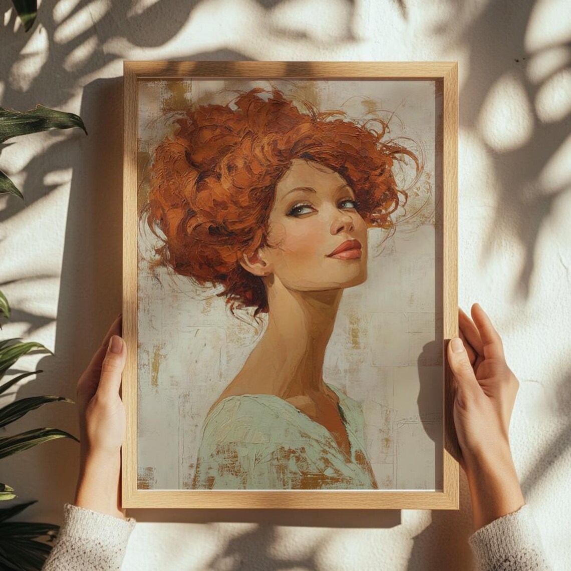 Redhead Woman Portrait Art Print Modern Gallery Wall Decor