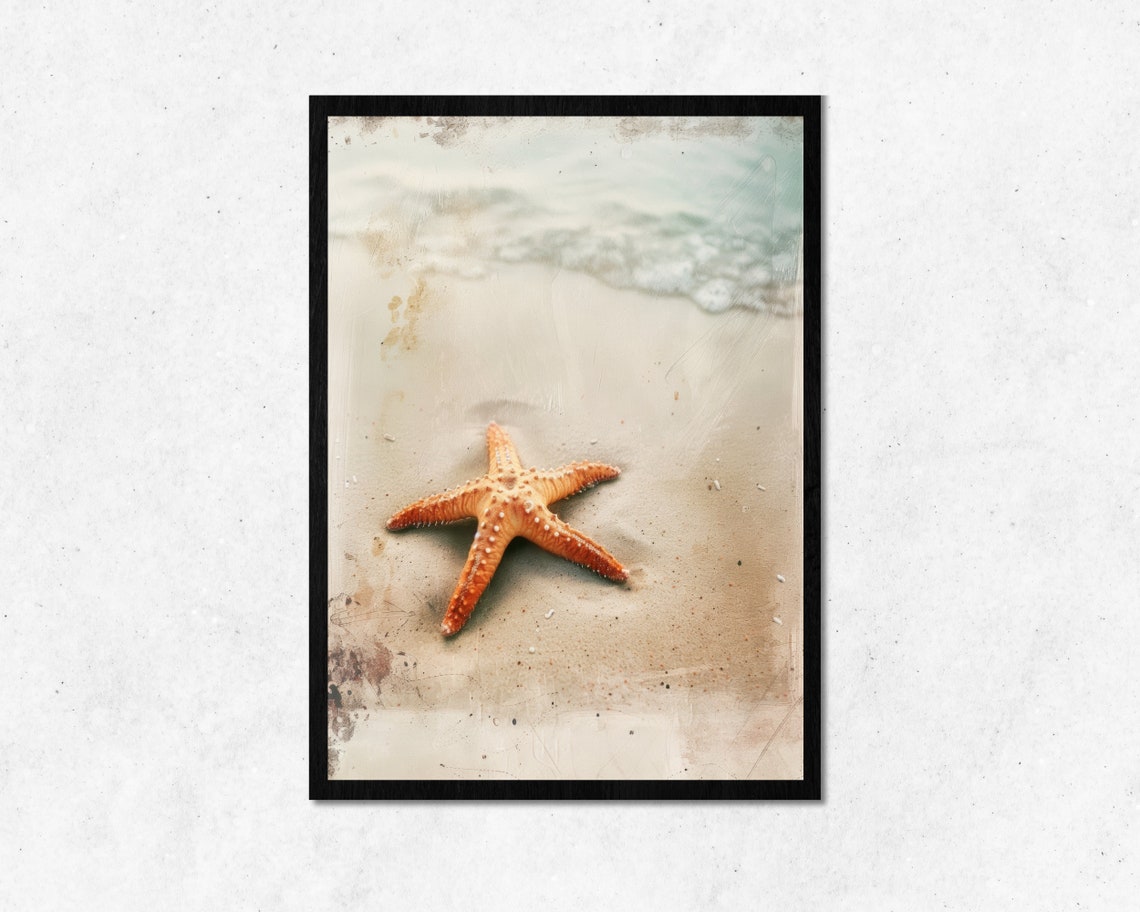 Hot Summer Beach With Starfish Fresh Ocean Design Home Decor Poster