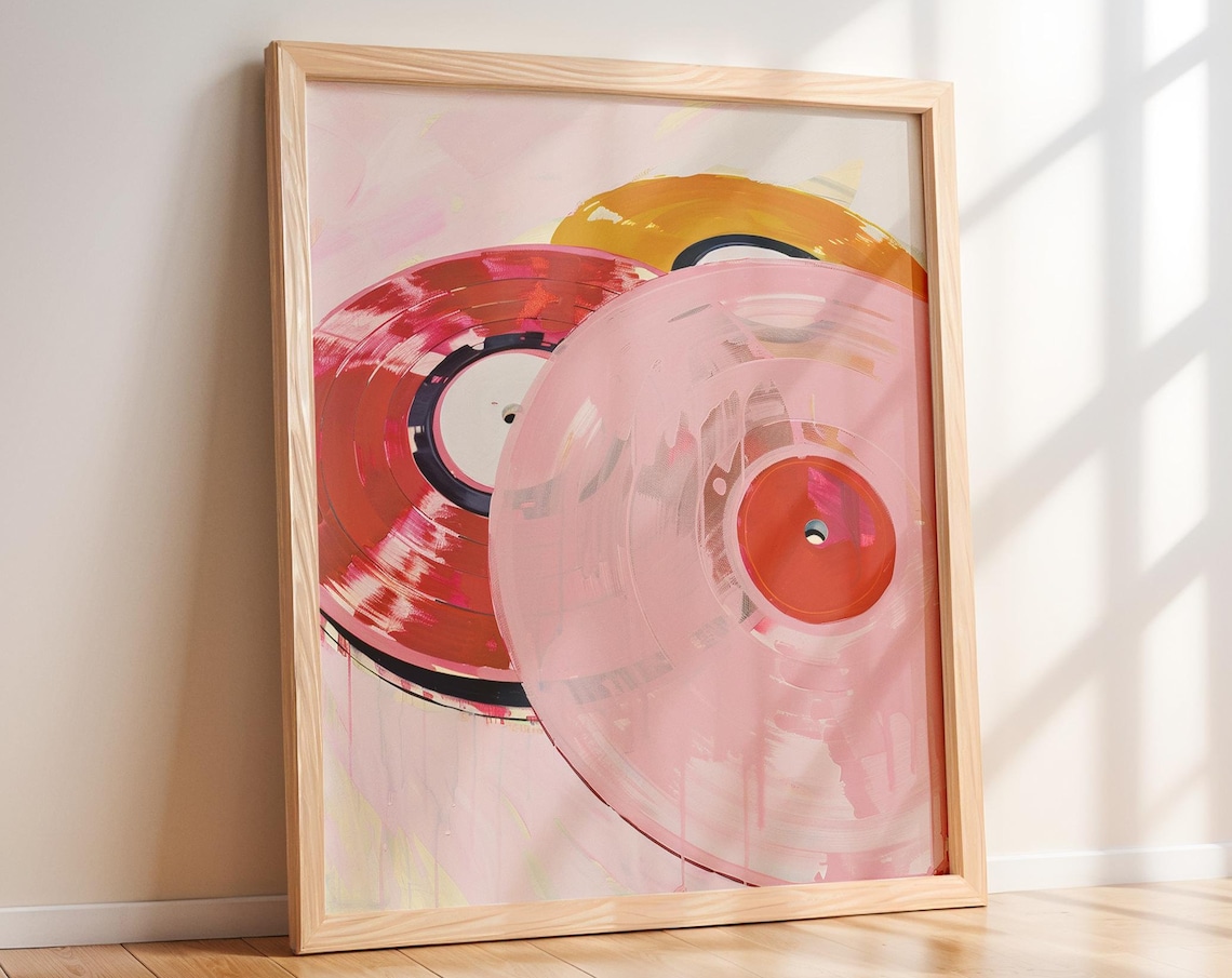 Vinyl Record Retro Decor Art Print, Y2K Girly