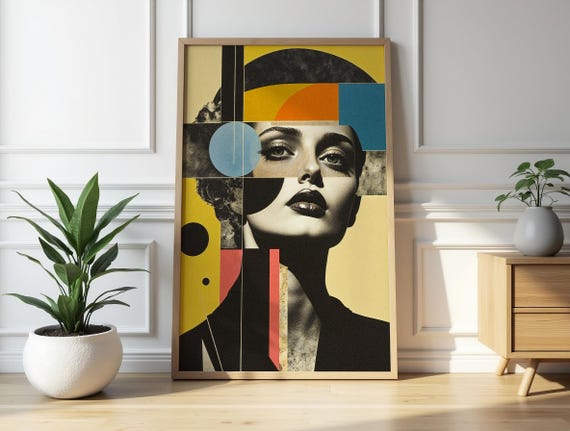 Abstract Vintage Woman Art Print Geometric Illustration Wall Decor Modern Minimalist Poster For Home Or Office 5k 300 Dpi
