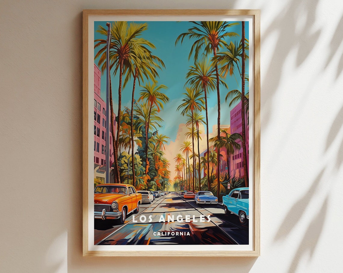 Los Angeles Travel Poster Los Angeles Print Los Angeles Wall Art Retro City Print California Travel Poster California Wall Art