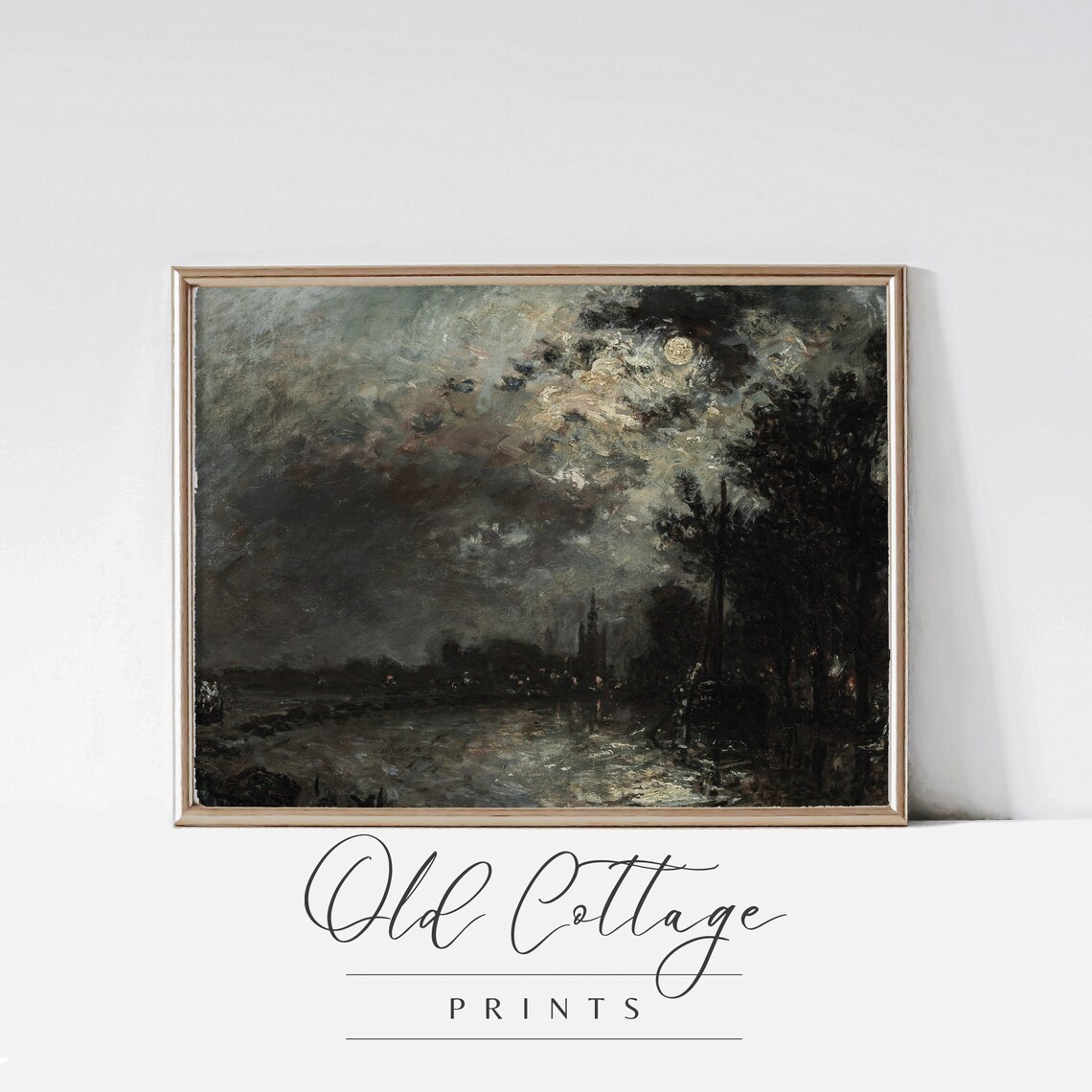 Winter At Midnight Moody Vintage Artwork Dark Toned Home Decor 0015