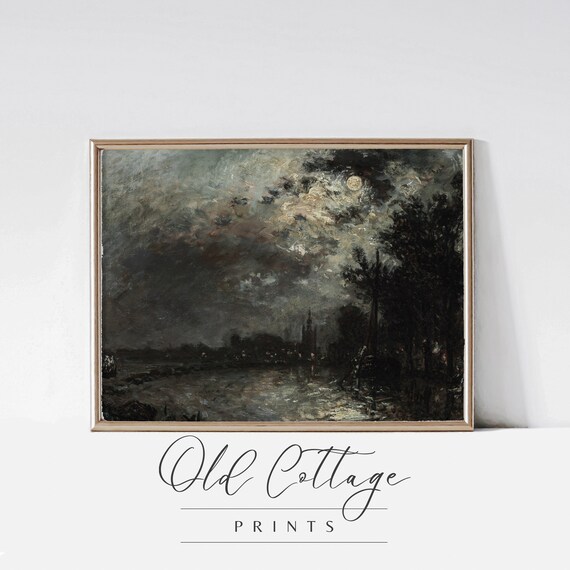 Winter At Midnight Moody Vintage Artwork Dark Toned Home Decor 0015