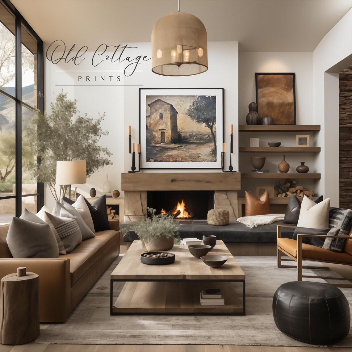 Weathered Serenity Rustic Cottage Earthy Landscape - Image 3