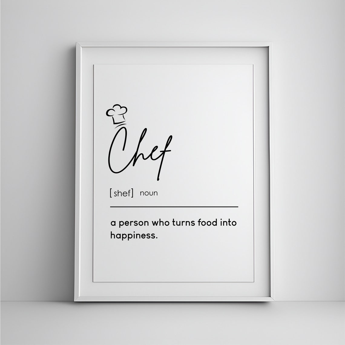 Chef Definition Cooking Dictionary Typography Kitchen Gift Poster