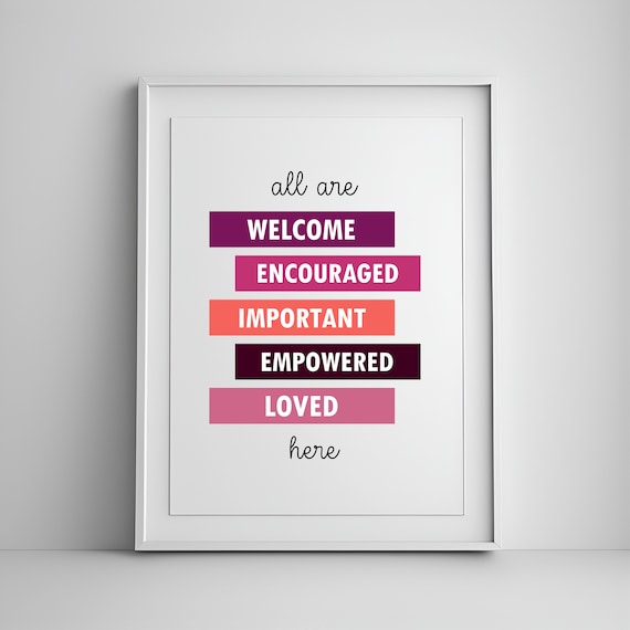 All Are Welcome Here Classroom Equality Positive Affirmation Poster