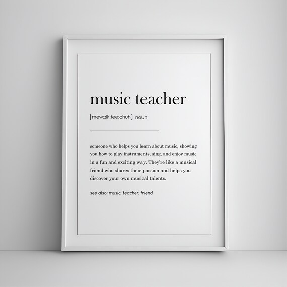 Music Teacher Definition Dictionary Style Piano Teacher Gift Poster