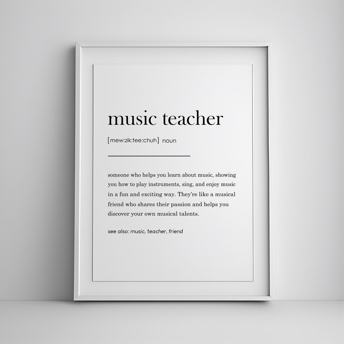 Music Teacher Definition Dictionary Style Piano Teacher Gift Poster
