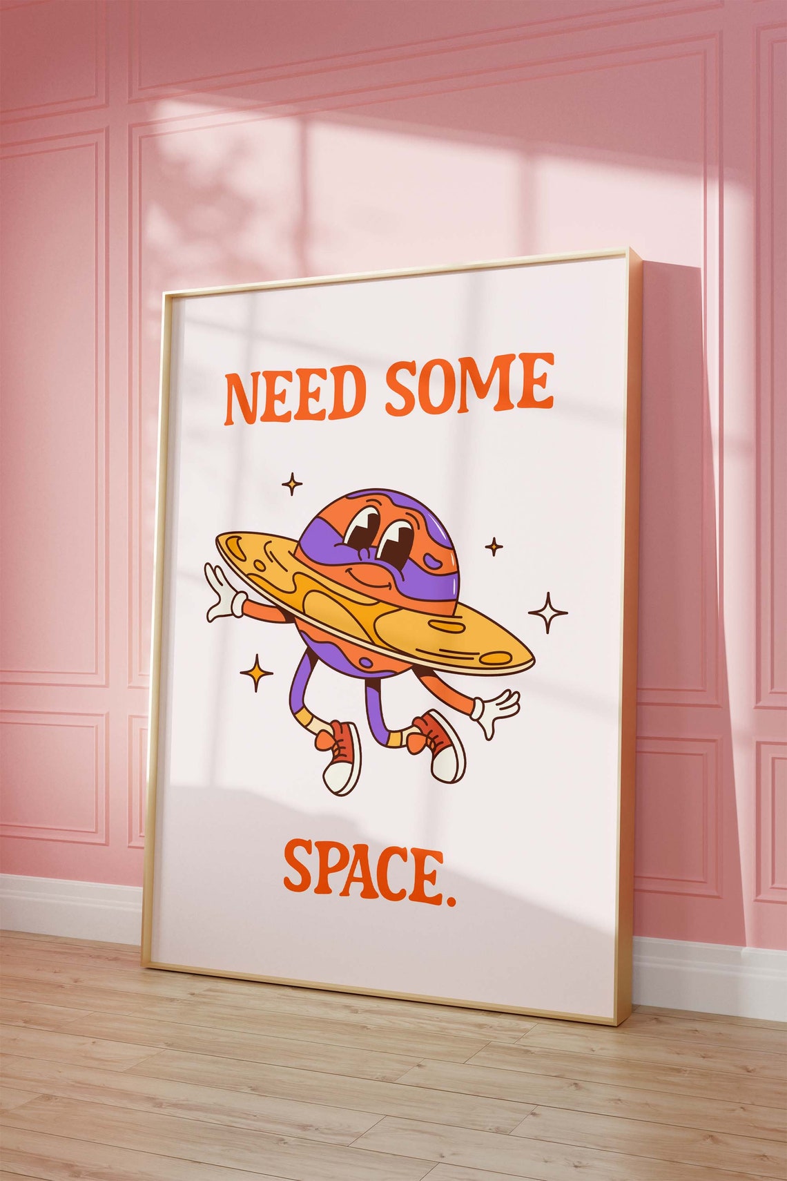 Need Some Space Retro Saturn Planet Cartoon Character Poster