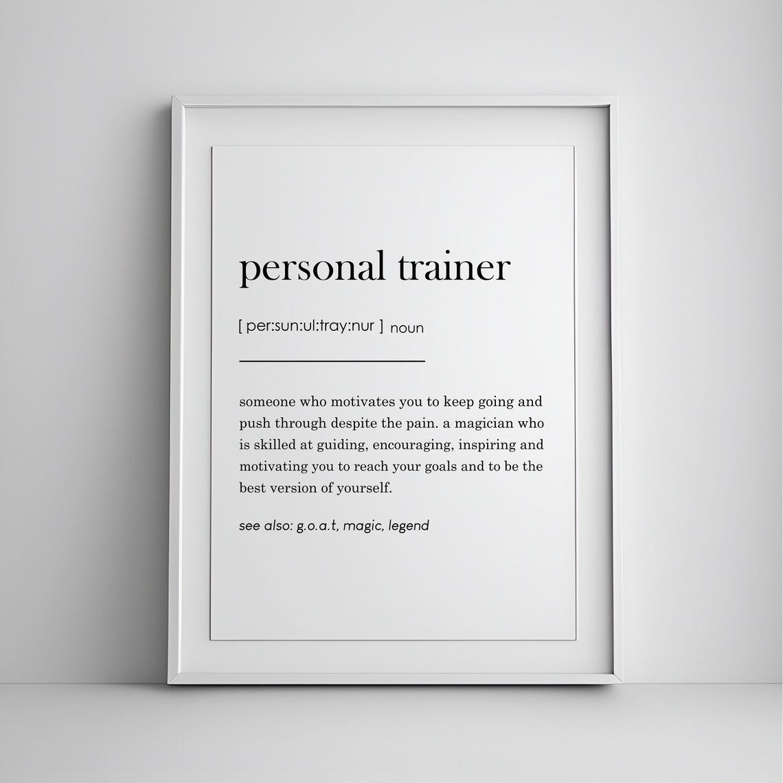 Personal Trainer Definition Noun Print Gym Coach Gift Wall Decor