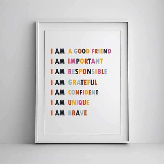 Affirmations For Kids Poster, Classroom Motivational