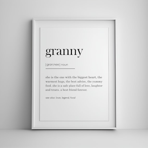 Granny Definition Dictionary Style Grandmother Love Gift Poster