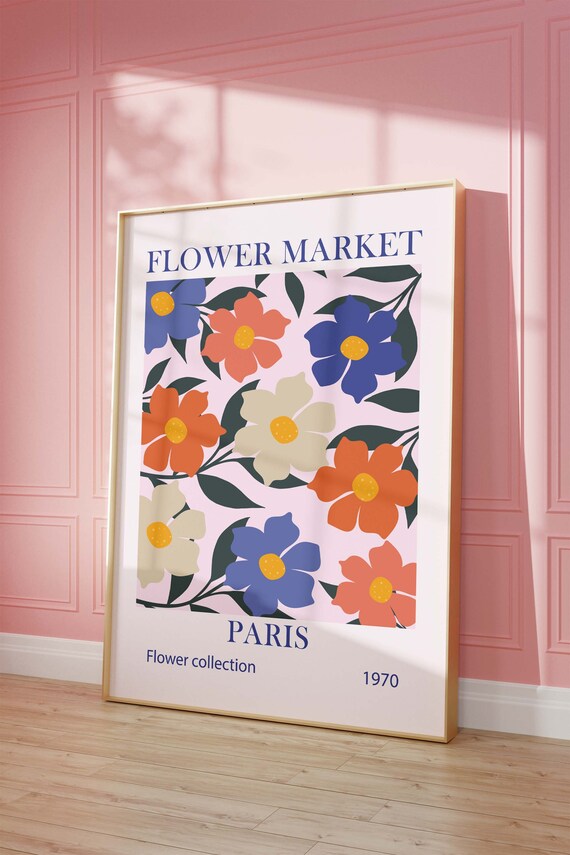 Flower Market Paris Retro Floral Botanical Exhibition Vintage Poster