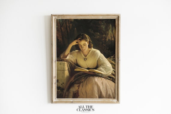 Vintage Art Print Wall Art Moody Female Portrait Dark Colors Woman Reading Portrait Of The Artists Wife Ivan Kramskoi