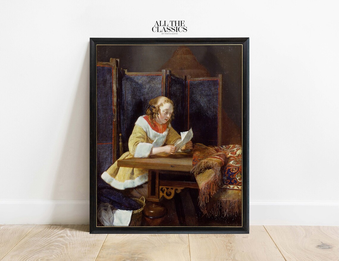 Woman Reading Letter Window Dutch Baroque Vintage Portrait Print - Image 3