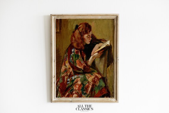 Magnus Enckell Girl Reading Red Haired Girl Floral Shawl Portrait Poster