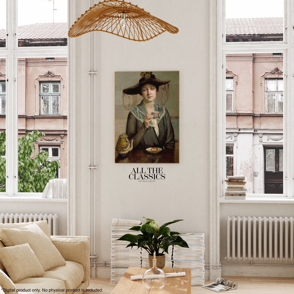 Edwardian Lady In Wide Hat Drinking Tea Elegant Portrait Poster - Image 3