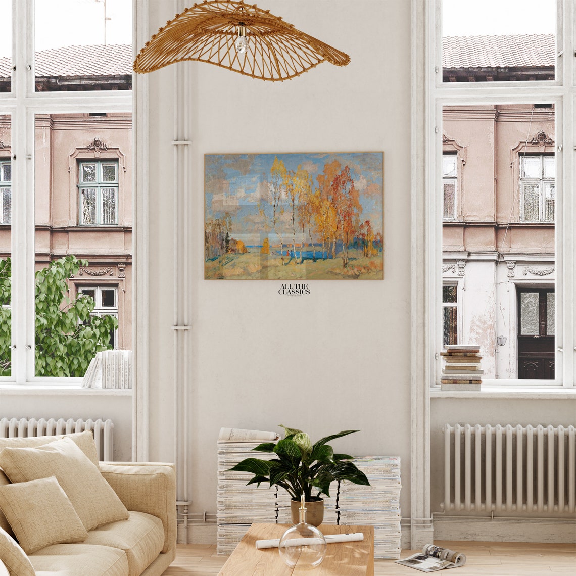 Konstantin Gorbatov Autumn Birch Trees Golden Lake View Poster - Image 2