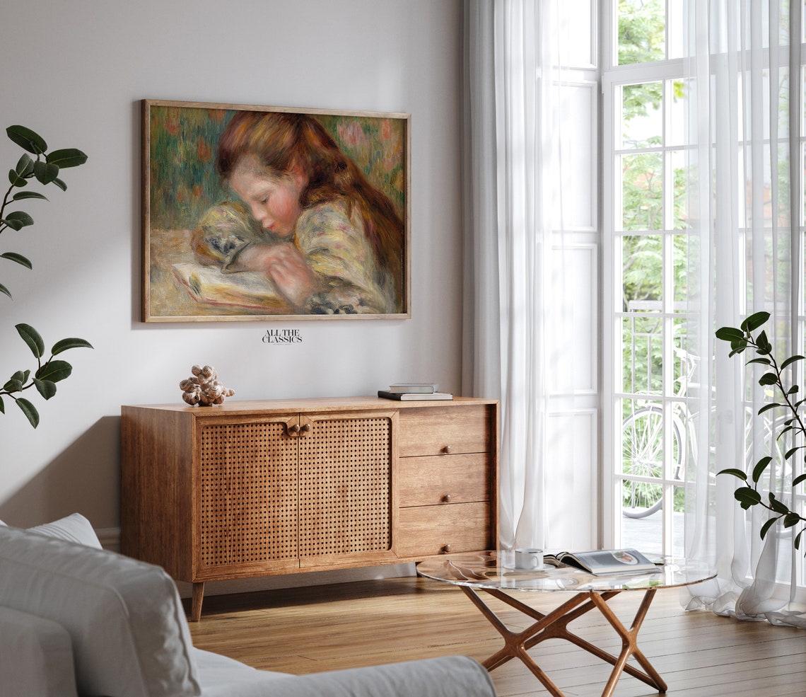 Impressionist Girl Reading Book Classic French Portrait Wall Art - Image 2