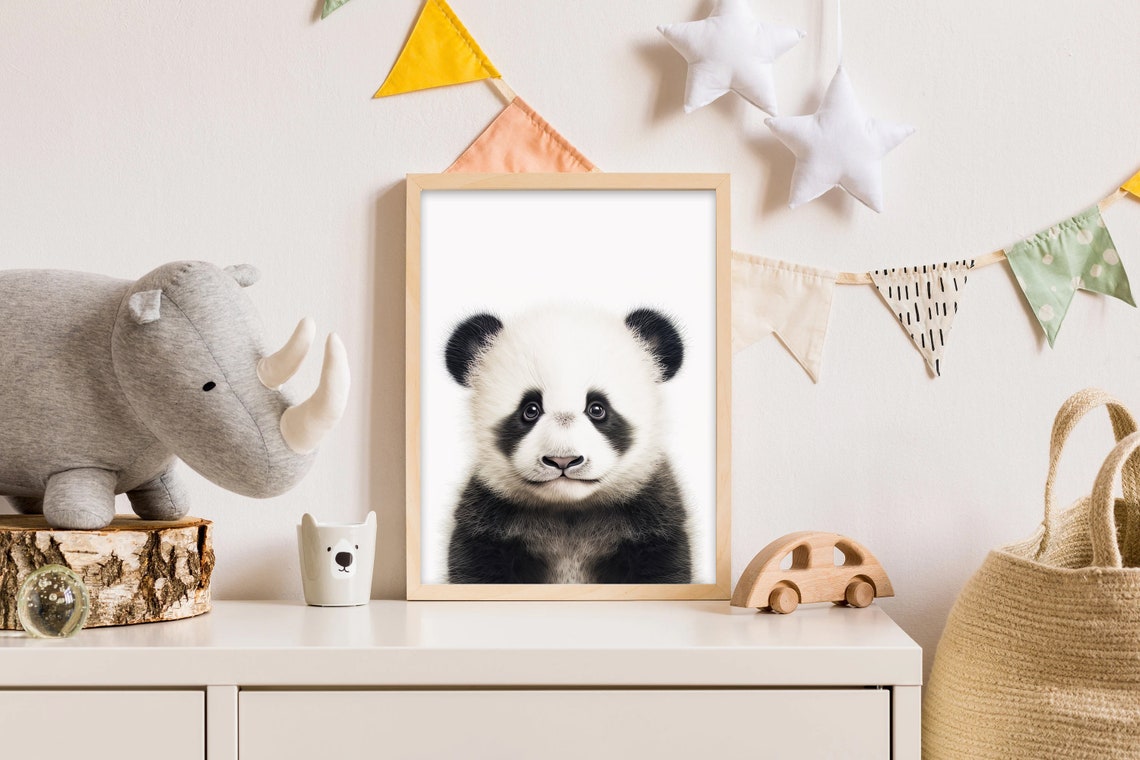 Sweet Baby Panda Nursery Portrait Cute Black White Cub Art Print - Image 2