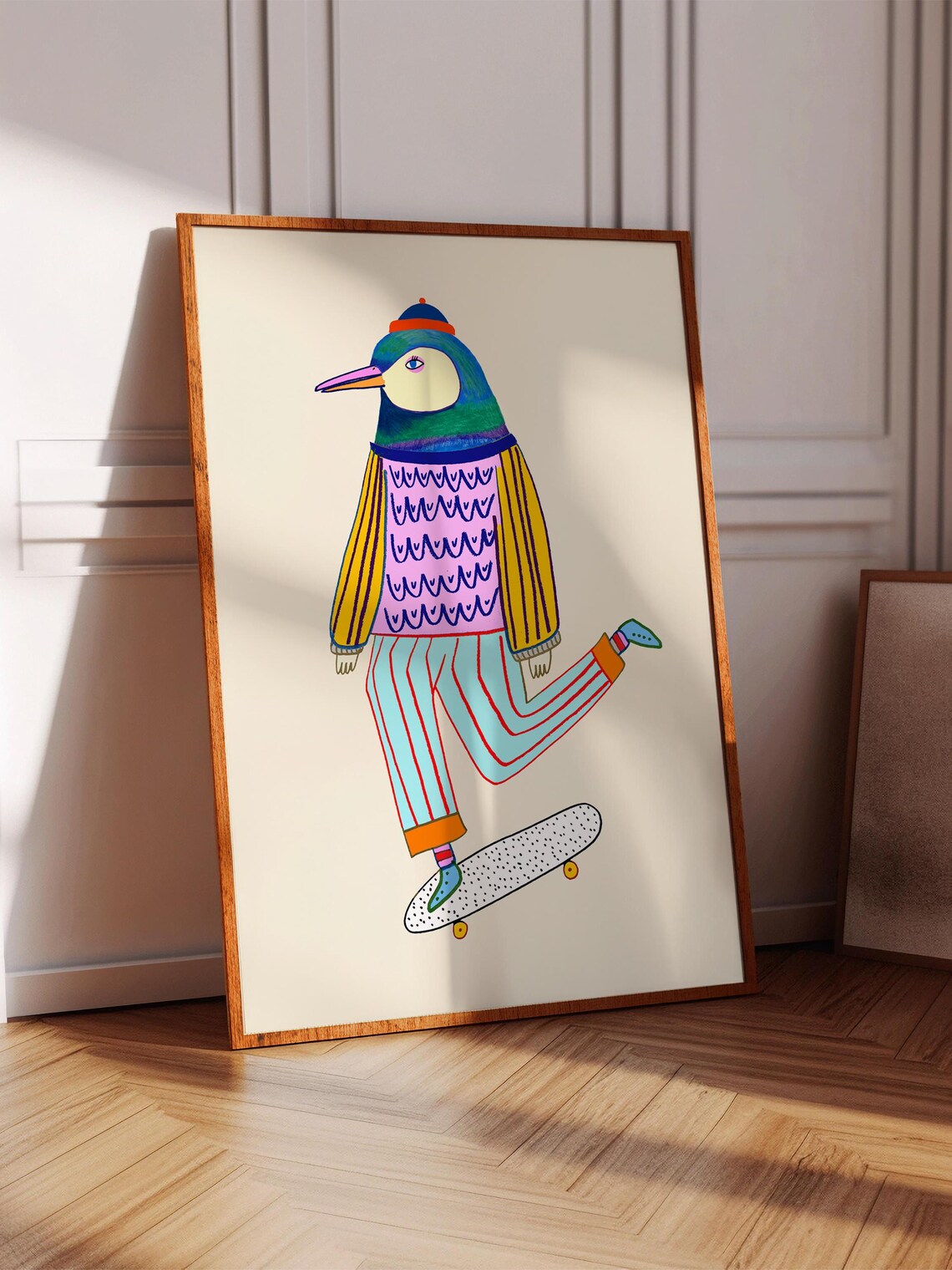 Hipster Penguin Art Print, Kids Room Decor