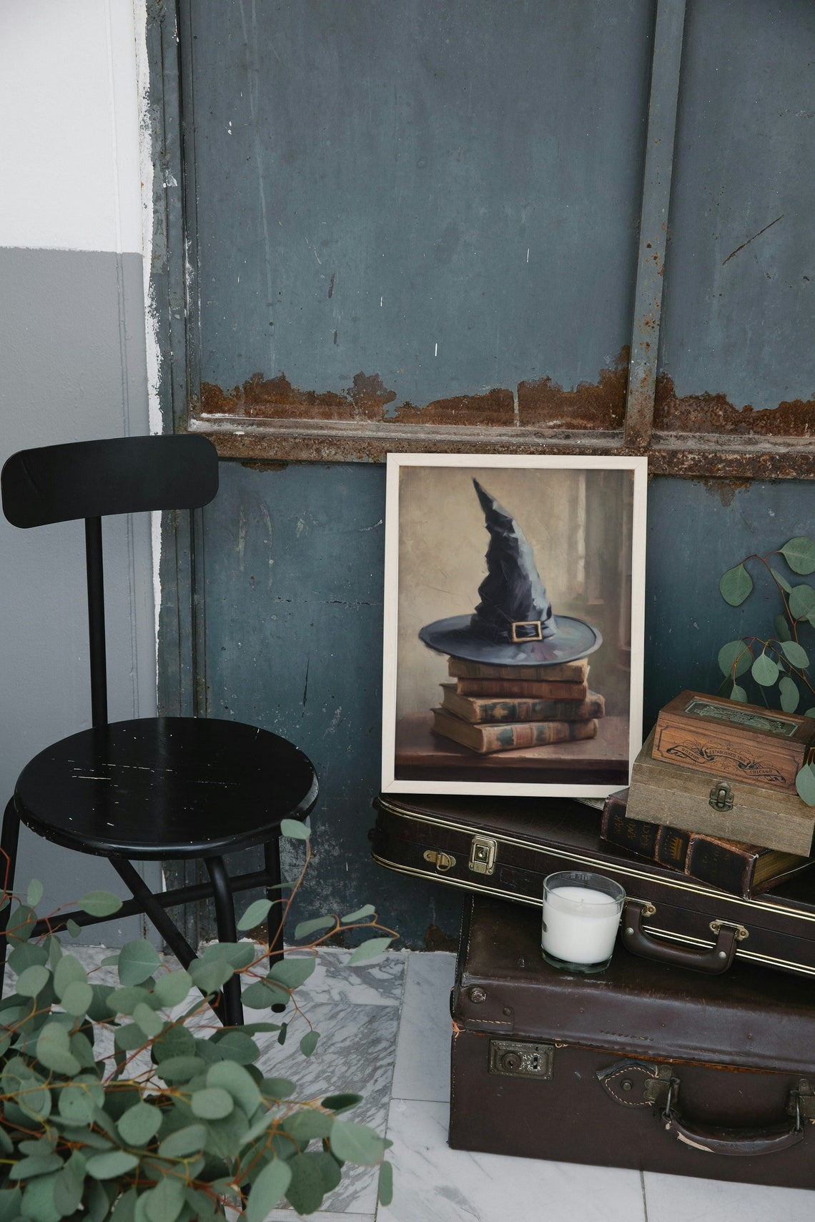 Vintage Witch Hat Resting On A Stack Of Old Books Halloween Poster - Image 2