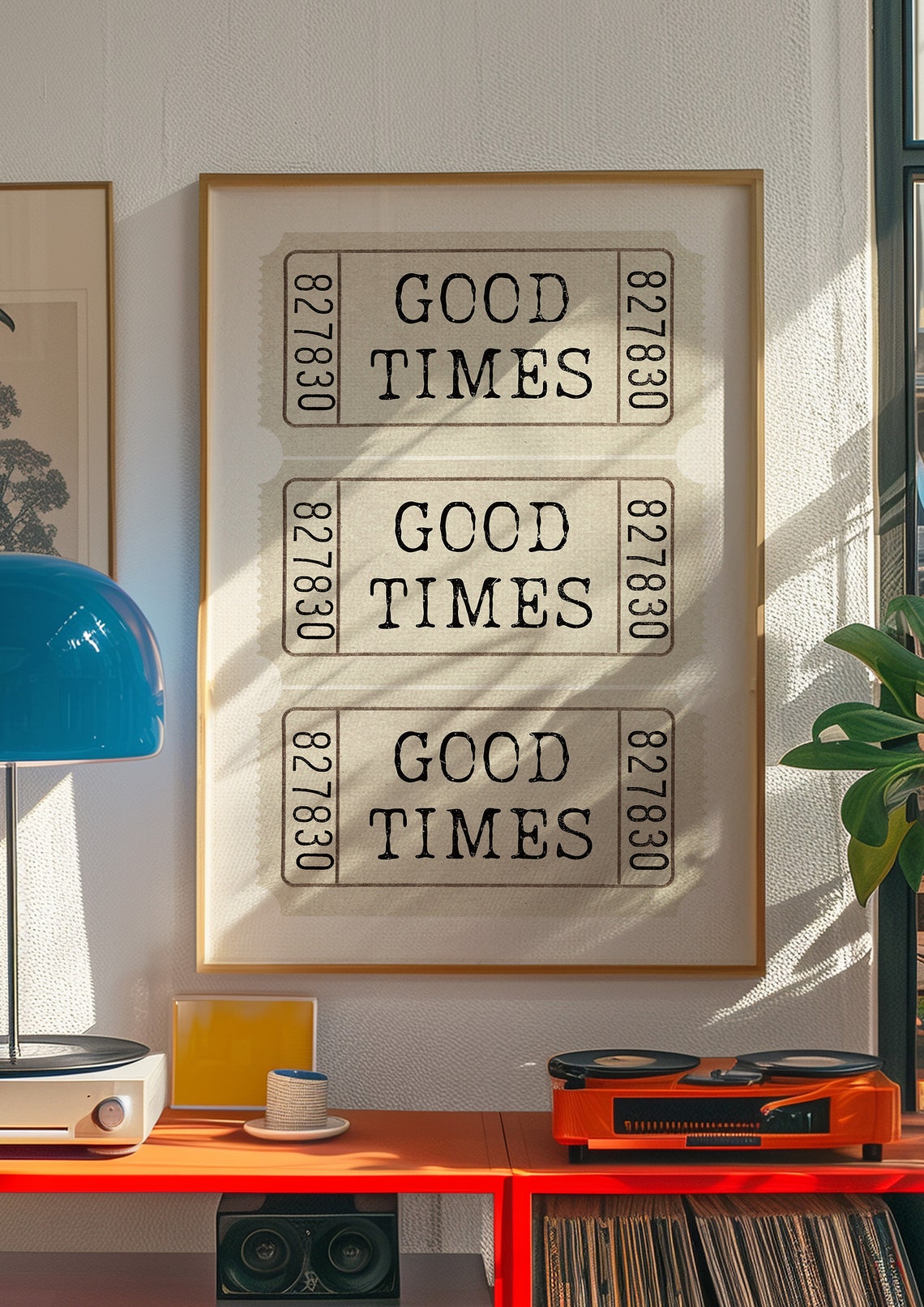 Good Times Beige Vintage Ticket Stack Cream Decorative Wall Art - Image 2