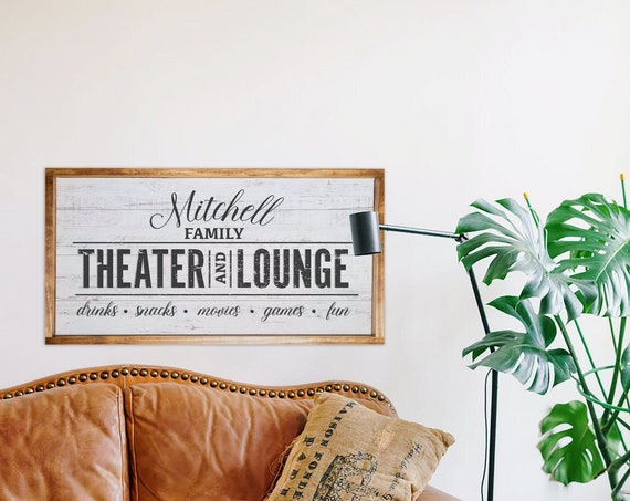 Personalized Family Theater and Lounge Home Cinema Sign Poster