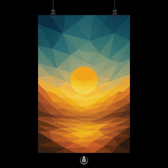 Geometric Sunrise, Boho Style Art Print