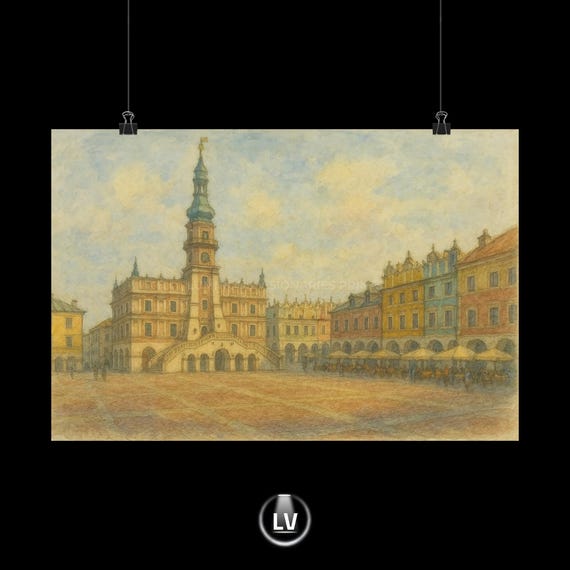 Zamosc Old Town Square Renaissance Pearl Of Poland Vintage City Art Print Wall Decor Travel Lover Gift Architectural Gem Apacs 1
