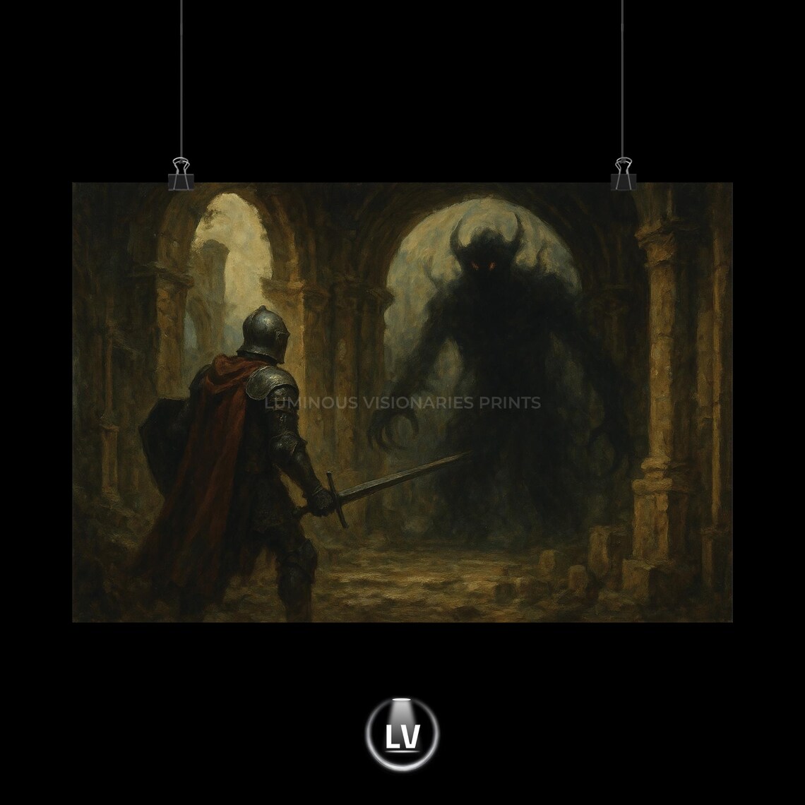 Epic Fantasy Medieval Knight Poster, Gift For Gamers