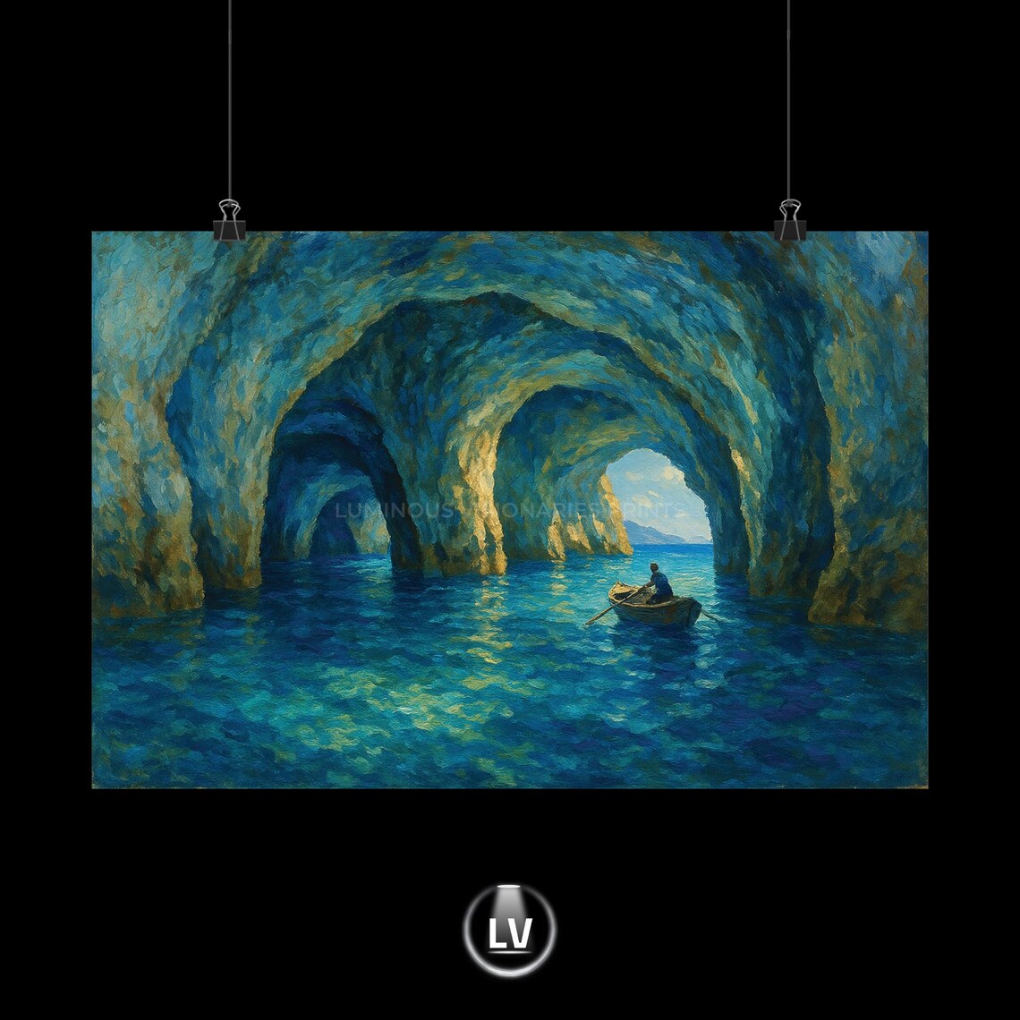 Blue Caves Of Zakynthos Travel Poster, Bohemian Style