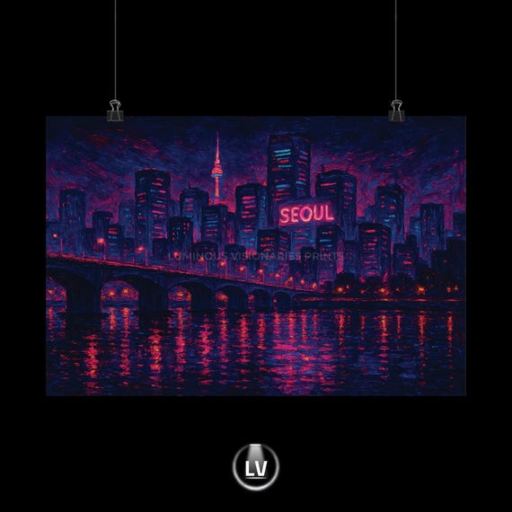Seoul Cityscape Matte Poster Vibrant Night Scene Art Urban Wall Decor Home Gift For City Lovers Modern Print Apacs 100