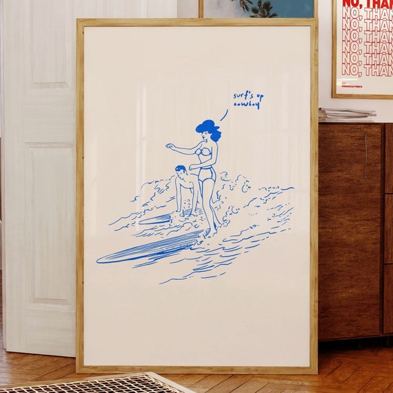 Surf Up Vintage Western Surfing Poster Print