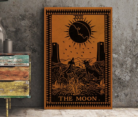 The Moon Tarot Card Art Print, Terracotta Poster