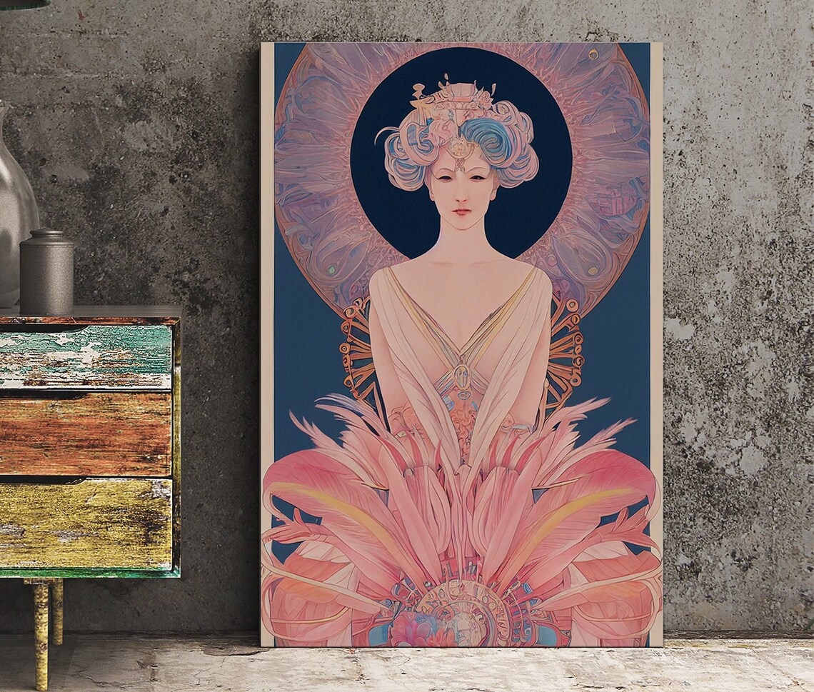 Amaterasu Sun Goddess, Mucha-Style Art Print