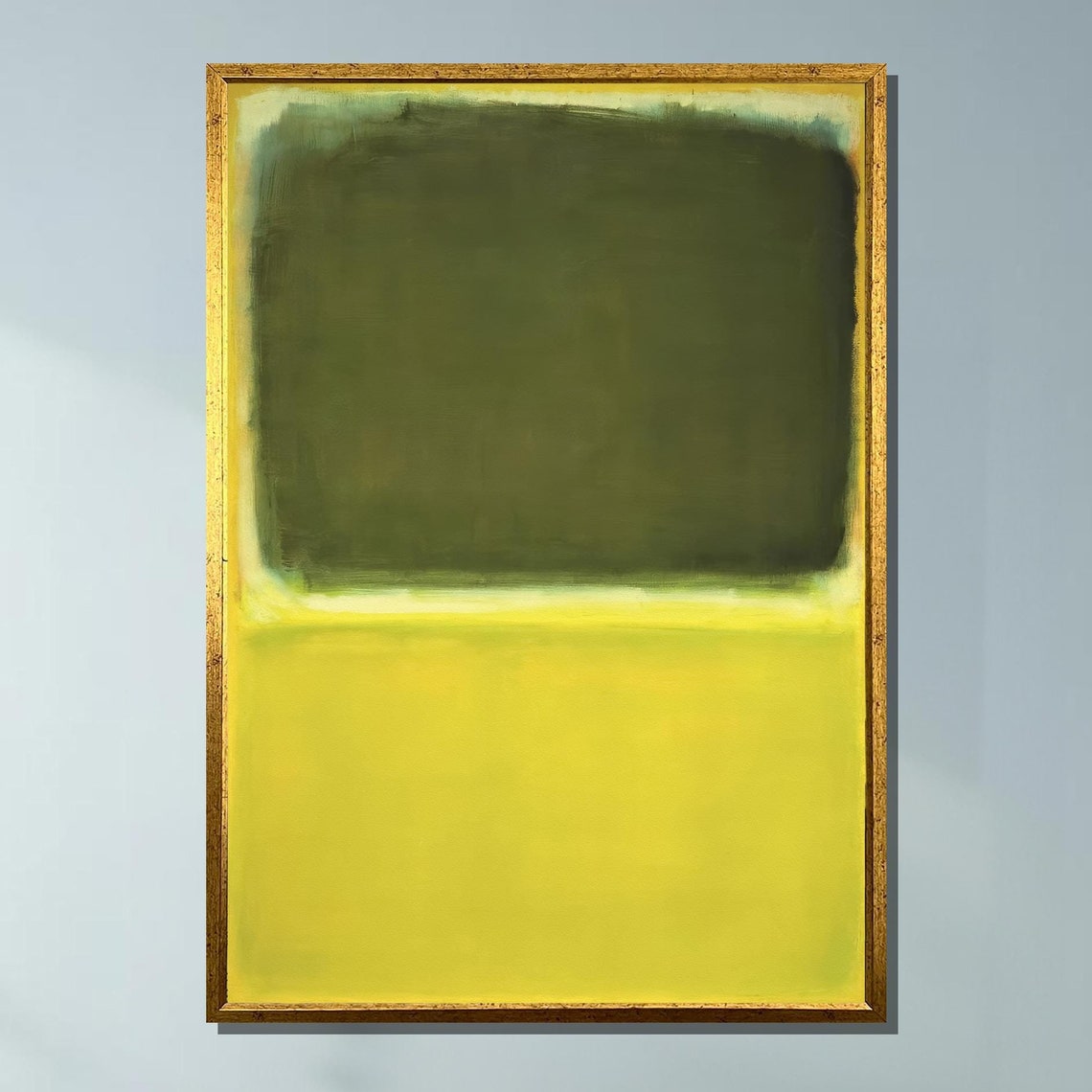 Mark Rothko Inspired Abstract Canvas Art Deep Green And Soft Yellow Expressionist Painting Print