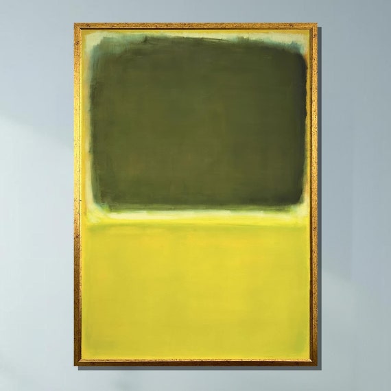 Mark Rothko Inspired Abstract Canvas Art Deep Green And Soft Yellow Expressionist Painting Print