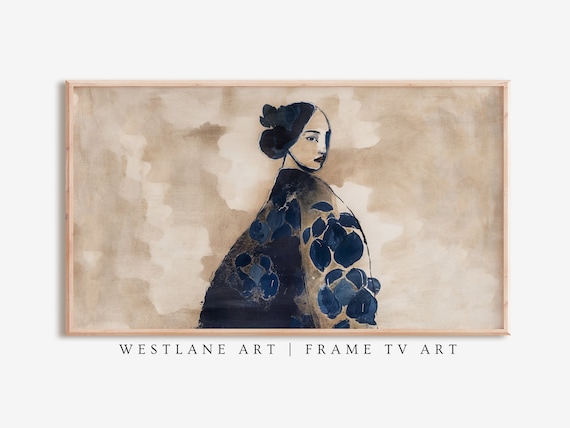 Portrait Modern Abstract Woman Navy Dress Painting Art Poster