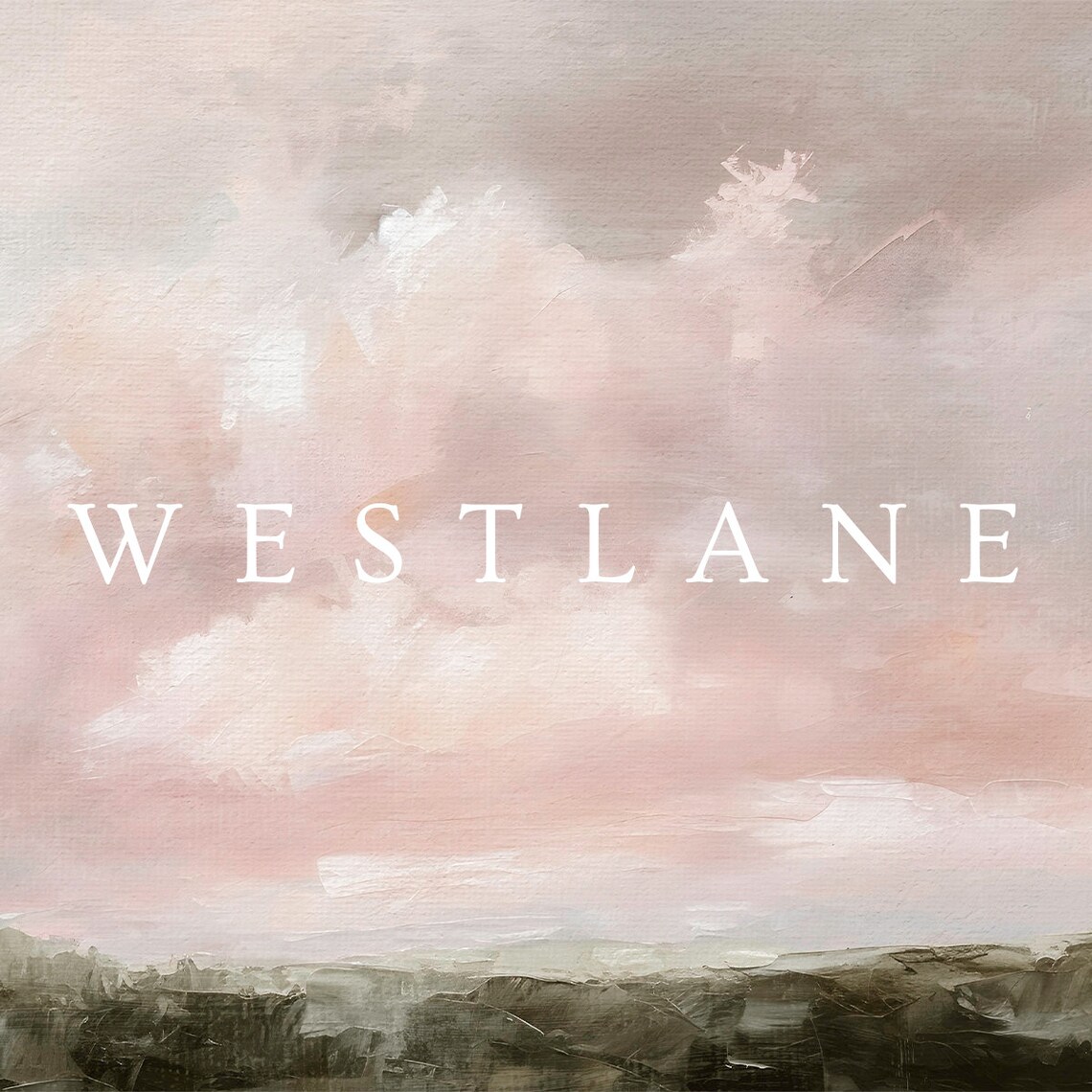 Pink Blush Clouds Pastel Sky Country Landscape Painting Wall Art - Image 2